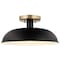 Nuvo Colony 1-Light Small Flush Mount - Matte Black with Burnished Brass 60/7491 - alternate 2